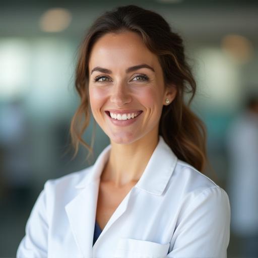 Ava Sinclair smiling in lab coat